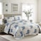 Mybedsoul Light Blue Quilt Set King Size 3 Pieces Boho Plaid Floral Bedspread Set Microfiber Lightweight Bohemian Bedding Bedspread Coverlet Set for All Season 90x104
