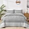WONGS BEDDING Boho King Quilt Set Grey Bohemian King Quilt Bedding Set Lightweight Microfiber Bed Decor Bedspread for All Season 103x903 Pieces