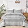WONGS BEDDING Boho King Quilt Set Grey Bohemian King Quilt Bedding Set Lightweight Microfiber Bed Decor Bedspread for All Season 103x903 Pieces