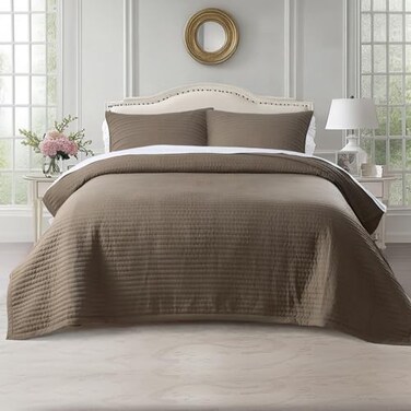 KASENTEX Twin Quilt Set 68x86 Soft Washed 3Layer Lightweight Bedspread Minimalist Nordic Design AllSeason Spring Summer Quilt Set 1 Quilt 2 Pillow Shams Cub