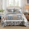 Yvooxny 3Piece Quilt Set King Size Quilted Bedspread Reversible Country Style Blue Floral Paisley Real Patchwork Bedding Quilt Set with Ruffles with Pillowcases for All Seasons 108 96 Inches
