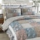 Yvooxny 3Piece Quilt Set King Size Quilted Bedspread Reversible Country Style Blue Floral Paisley Real Patchwork Bedding Quilt Set with Ruffles with Pillowcases for All Seasons 108 96 Inches