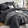 HEVUMYI California King Comforter Set 7Piece All Season Bed in a Bag CaliKing Ultra Soft Bedding Set with Comforter Flat Sheet Fitted Sheet Pillowcases Pillow Shams Dark Grey