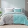 Comfort Spaces Vixie Reversible Comforter Set Trendy Casual Geometric Quilted Cover All Season Down Alternative Cozy Bedding Matching Sham AquaGray FullQueen 3 piece