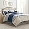 Madison Park Palisades Comforter Set Modern Faux Suede Pieced Stripe Design All Season Down Alternative Cozy Bedding with Matching Shams Decorative Pillows Cal King104x92 Blue 7 Piece