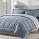 Nestl 7 Piece Full Comforter Set Stone Blue Reversible Bed in a Bag Complete Full Size Bedding Set with Sheets Pillowcases and Shams