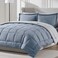 Nestl 7 Piece Full Comforter Set Stone Blue Reversible Bed in a Bag Complete Full Size Bedding Set with Sheets Pillowcases and Shams