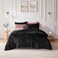 Intelligent Design Queen Comforter Set Velvet Comforter Set Luxury Diamond Quilting Comforter Set Fluffy Comforter Bed Set with Decorative Pillowand 2 Shams 4 Piece Black FullQueen