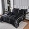 BeddingDreamer Satin Comforter Set Black SilkLike Down Alternative King Size 1 Comforter 2 Pillowcases