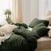 ETDIFFE Dark Green Queen Size Comforter 3pc Soft Farmhouse Olive Bedding Set Collection Lightweight All Season Microfiber Down Alternative Bed Comforter with 2 Pillow Shams for Women Men