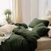 ETDIFFE Dark Green Queen Size Comforter 3pc Soft Farmhouse Olive Bedding Set Collection Lightweight All Season Microfiber Down Alternative Bed Comforter with 2 Pillow Shams for Women Men