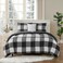 Sweet Home Collection 7 Piece Comforter Set Bag Solid Color All Season Soft Down Alternative Blanket Luxurious Microfiber Bed Sheets Queen Buffalo Plaid BlackWhite