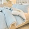 tohrisa Boho Comforter Set Queen Size Striped Pleats Bohemian Seersucker Bedding Set All Season Soft Cozy 3 Pieces Quilt with 2 Pillowcases90X90 Light Blue