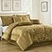 Chezmoi Collection 7Piece Jacquard Floral Comforter Set King Gold
