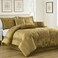 Chezmoi Collection 7Piece Jacquard Floral Comforter Set King Gold