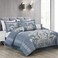 Chezmoi Collection Royale 7Piece Jacquard Floral Comforter Set Oversized King Grayish BlueGray