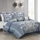 Chezmoi Collection Royale 7Piece Jacquard Floral Comforter Set Oversized King Grayish BlueGray