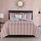 Juicy Couture Cabana Stripe Reversible Bedding Set QueenFull Size Pink and Grey Stripe Print 6 Piece Set Includes 1 90 x 90 Comforter 3 Decorative Pillows 2 Shams