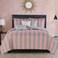 Juicy Couture Cabana Stripe Reversible Bedding Set QueenFull Size Pink and Grey Stripe Print 6 Piece Set Includes 1 90 x 90 Comforter 3 Decorative Pillows 2 Shams