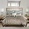 Madison Park Aubrey Cozy Comforter Set Faux Silk Jacquard Paisley Design All Season Down Alternative Bedding with Cotton Bed Sheets Bed Skirt Toss Pillows Queen Blue 12 Piece