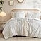 INKIVY INKIVY Queen Comforter Set Boho Comforters Breathable Cotton Bed Set All Season Modern Chenille Tufted Comforter with Farmhouse Bedding Flare Gifts for Woman Ivory 3 Piece