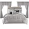 Madison Park Essentials Room in a Bag Faux Silk Comforter Set Luxe Diamond Tufting All Season Bedding Matching Curtains Decorative Pillows Grey Queen90x90 24 Piece