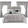 Madison Park Essentials Room in a Bag Faux Silk Comforter Set Luxe Diamond Tufting All Season Bedding Matching Curtains Decorative Pillows Grey Queen90x90 24 Piece