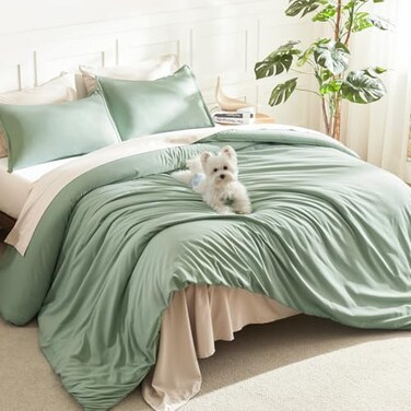 Litanika King Size Comforter Set 3 Pieces Lightweight Solid Comforter King Size All Season Fluffy Down Alternative Comforter Bed Set Quilt Blanket Sage Green King