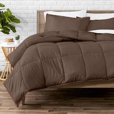 Bare Home Comforter Set Queen Size UltraSoft Goose Down Alternative Premium 1800 Series All Season Warmth Queen Cocoa