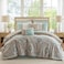 510 DESIGN Luxe Quilted Comforter Set Modern Transitional Design All Season Down Alternative Warm Bedding Matching Shams Bedskirt Decorative Pillow King Shawnee Scrollwork Seafoam