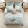 510 DESIGN Luxe Quilted Comforter Set Modern Transitional Design All Season Down Alternative Warm Bedding Matching Shams Bedskirt Decorative Pillow King Shawnee Scrollwork Seafoam