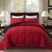 DOWNCOOL Full Size Comforter Sets All Season Bedding Comforters Sets with 2 Pillow Cases 3 Pieces Bed Set Down Alternative Comforter Set RedBlack Bedding Sets Full82x86