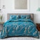 WONGS BEDDING Teal Gold Metallic Marble Comforter Set King Foil Print Glitter Bedding Sets with 2 Pillowcases for All Seasons Soft Microfiber Filling Bedding Duvet Set 103x90