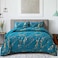 WONGS BEDDING Teal Gold Metallic Marble Comforter Set King Foil Print Glitter Bedding Sets with 2 Pillowcases for All Seasons Soft Microfiber Filling Bedding Duvet Set 103x90