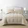 DOWNCOOL Full Size Comforter Sets All Season Bedding Comforters Sets with 2 Pillow Cases 3 Pieces Bed Set Down Alternative Comforter Set Beige Bedding Sets Full82x86