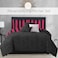 Juicy Couture Cabana Stripe Reversible Bedding Set King Size Black and Hot Pink Stripe Print 6 Piece Set Includes 1 104 x 90 Comforter 3 Decorative Pillows 2 Shams