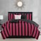 Juicy Couture Cabana Stripe Reversible Bedding Set King Size Black and Hot Pink Stripe Print 6 Piece Set Includes 1 104 x 90 Comforter 3 Decorative Pillows 2 Shams