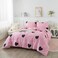 Caressma Love Pattern Girls Pink Comforter Set Full Size Blush Pink Cute Love Heart Sexy Comforter Bedding Set for All Seasons Geometric Microfiber 3 Pieces Comforter Set with Pillowcases
