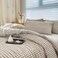 NSNLGSGC Queen Comforter Set Tan Gingham Bedding Comforter Sets Brown Grid Bed Comforter 3 Pieces 1 Comforter 2 Pillowcases