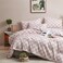 Houseri White and Pink Comforter Set Queen Plaid Baby Pink Checkerboard Comforter Bedding Sets Queen Size Girls Women Elegant Light Pink Grid Buffalo Checkered Bed Comforter Comfy Soft Pale Pink Queen