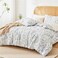 Love's cabin Loves cabin White Queen Size Comforter Set Queen Comforter Set 3 Pieces Cute Floral Bedding Sets for All Seasons1 Soft Reversible Botanical Flowers Comforter and 2 Pillow Shams