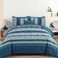 Cottolester Boho Blue Comforter Set Queen Size 8 PiecesTeal Blue Comforter Bohemian Striped Bed in A BagSoft Microfiber Bedding Set for All Seasons