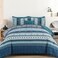 Cottolester Boho Blue Comforter Set Queen Size 8 PiecesTeal Blue Comforter Bohemian Striped Bed in A BagSoft Microfiber Bedding Set for All Seasons