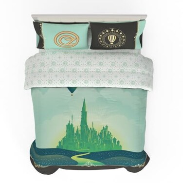 Franco Collectibles Wicked Elphaba and Glinda Bedding 5 Piece Super Soft Reversible Comforter and Sheet Set Full Officially Licensed Product By