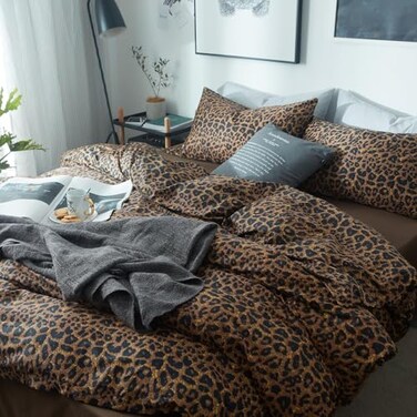 LifeTB Leopard Comforter Set Queen Comforter Set 3 Pieces Leopard Print Comforter Fluffy Soft Microfiber Bedding Set for All Seasons Animal Cheetah Print Queen Size Comforter with 2 Pillowcases