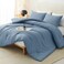 CozyLux Full Size Comforter Set Grayish Blue 3 Pieces Lightweight Down Alternative Quilted Bedding Set Dusty Blue All Season Soft Breathable Solid Comforter with 2 Pillowcases Bed Set Gift for Home