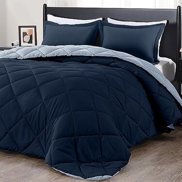 downluxe California King Comforter Set Blue and Sapphire Cal King Comforter Set Soft Bedding Sets for All Seasons 3 Pieces 1 Comforter 104x96 and 2 Pillow Shams20x36