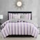 Juicy Couture Cabana Stripe Reversible Bedding Set King Size LavenderWhite Stripe Print 6 Piece Set Includes 1 104 x 90 Comforter 3 Decorative Pillows 2 Shams
