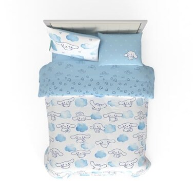 Franco Cinnamoroll Bedding 7 Piece Super Soft Cozy Reversible Comforter and Sheet Set with Sham Full 100 Official Licensed Product By