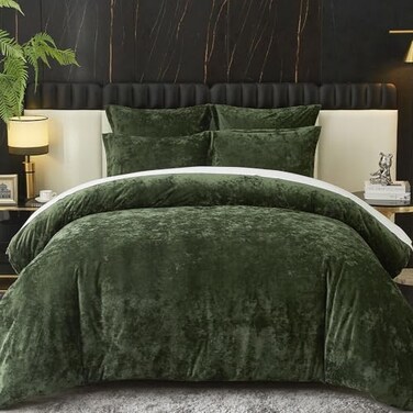 Ivellow Crushed Velvet Comforter Set King Green Comforter Set 5pcs Ultra Soft Lightweight Breathable Bedding Set Luxury Cozy Flannel Comforter King Size 1 Comforter2 Pillow Shams 2 Euro Shams